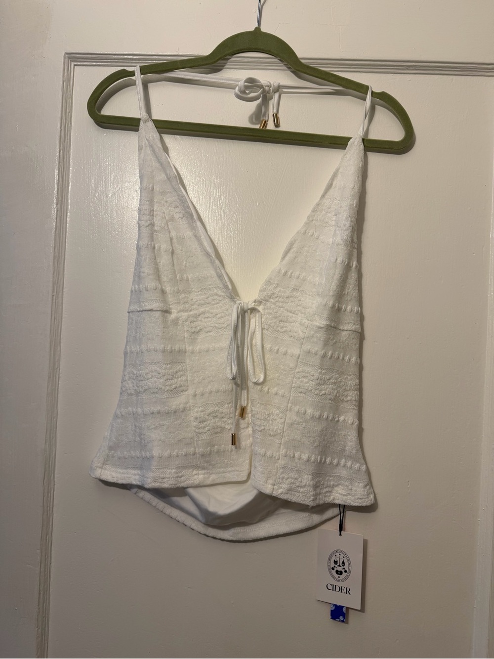Cider White Textured Tie-Front Camisole
